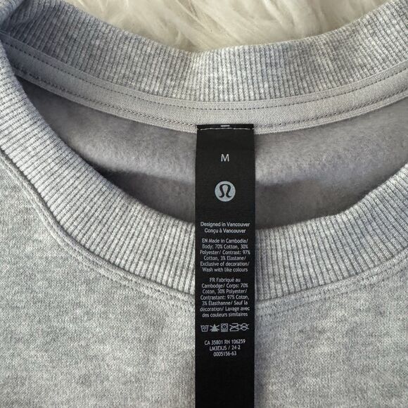 Lululemon Steady State Crew Sweatshirt Mens Medium Gray Fleece Lined Relaxed NWT - Picture 8 of 10